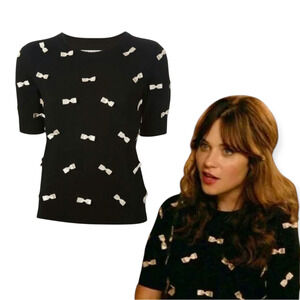 Alice +‎ Olivia All Over Bow Wool Embellished Knit Pullover Sweater